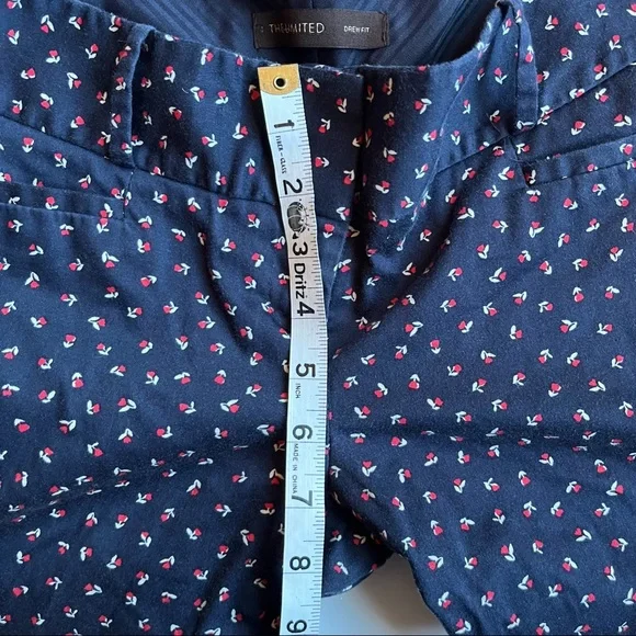 THE LIMITED Drew Fit Navy Ankle Pant Size 0 Floral Print Slim Fit - Picture 7 of 8